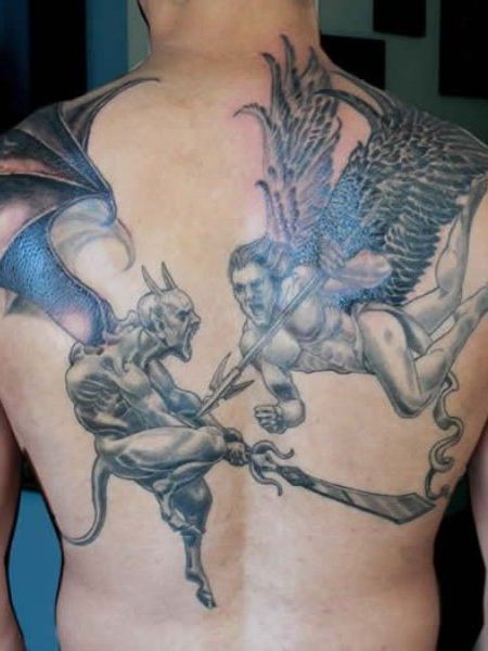 ТОП-20 религиозных татуировок с ангелами для мужчин