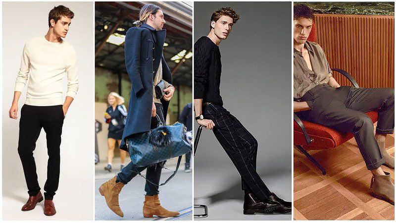 Как носить черные брюки с коричневой обувью?