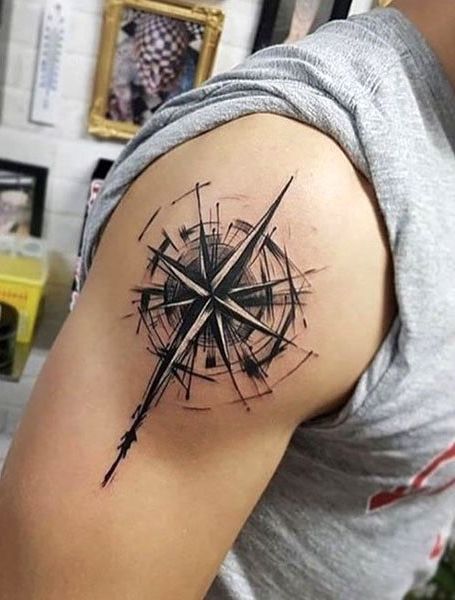 20 крутых татуировок c компасом для мужчин и их значение