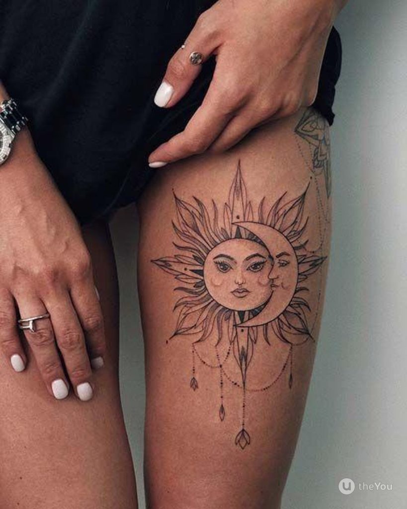 Татуировка луна и солнце