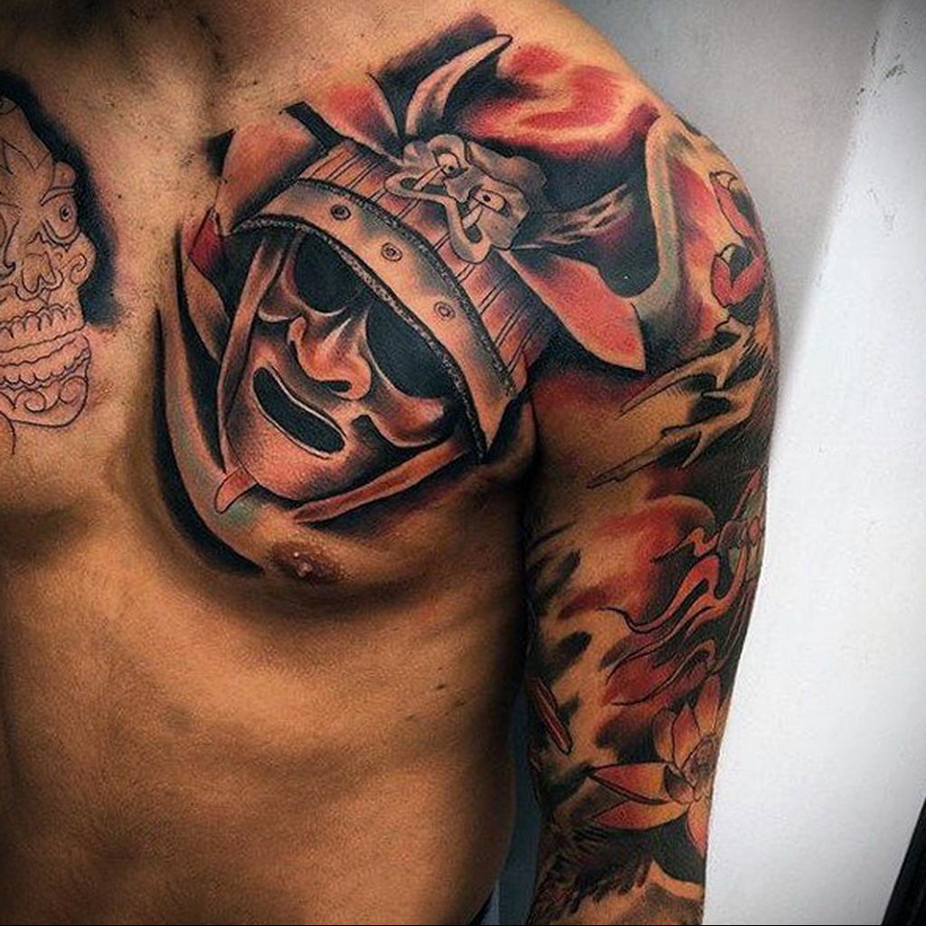 Samurai chest tattoo