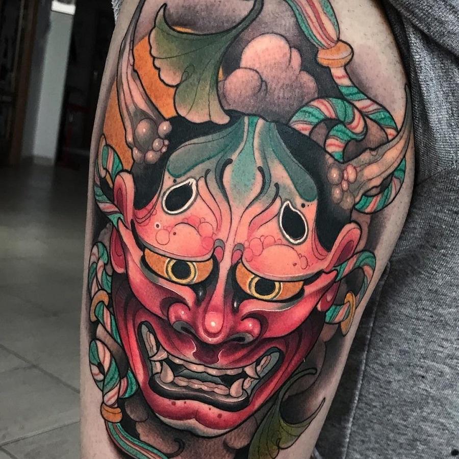 демон японский ханья тату рука