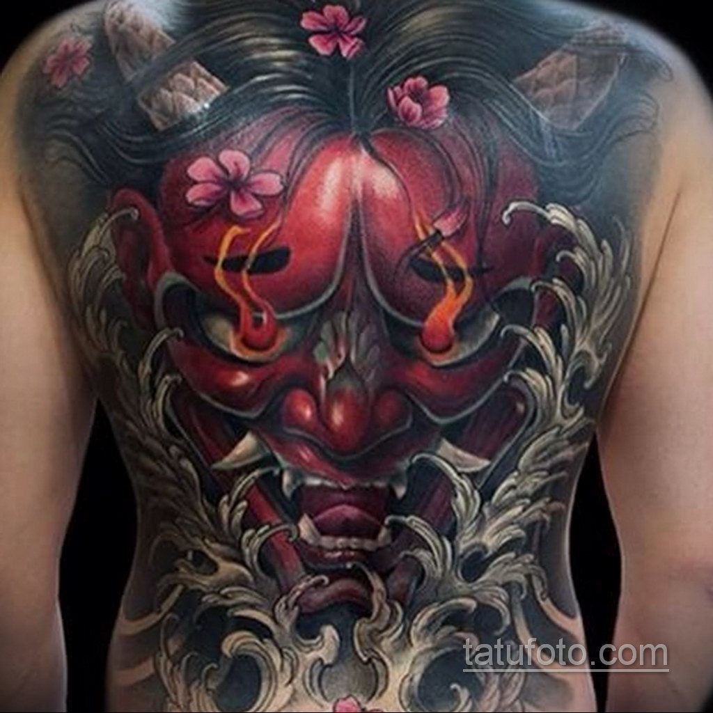 демон японский ханья тату спина