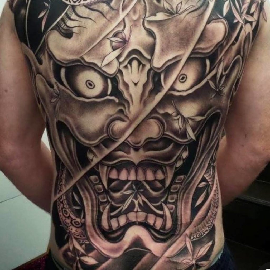 демон японский ханья тату спина