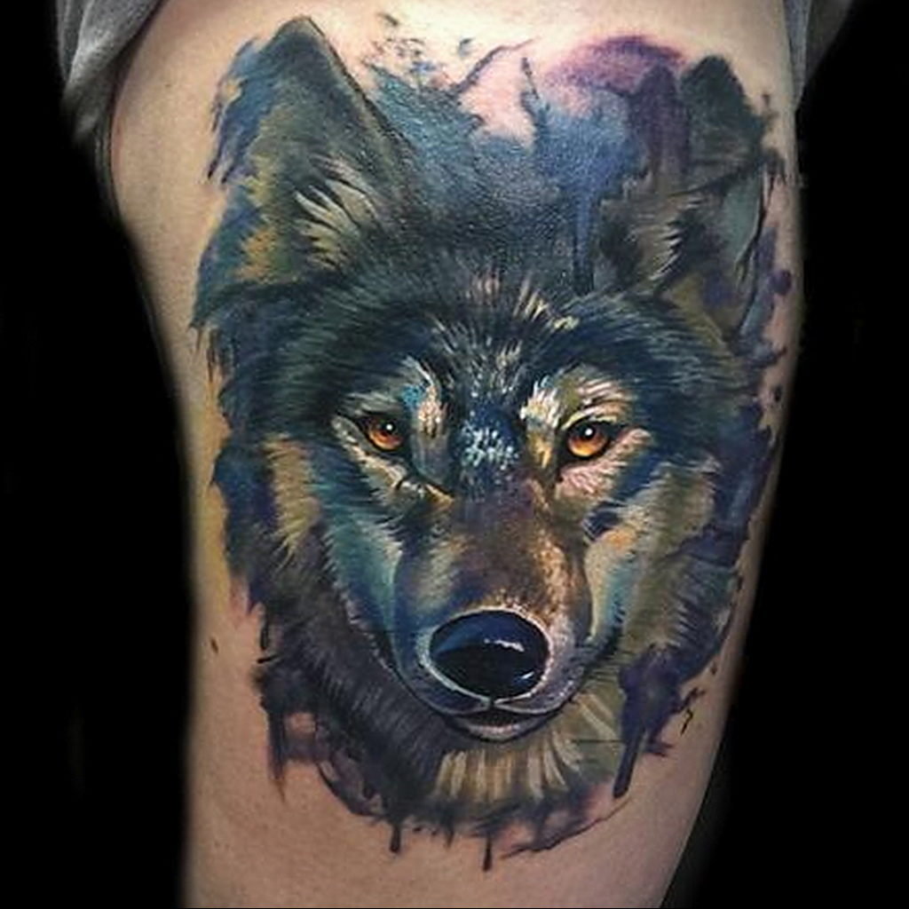 Татуировка волк в стиле реализм