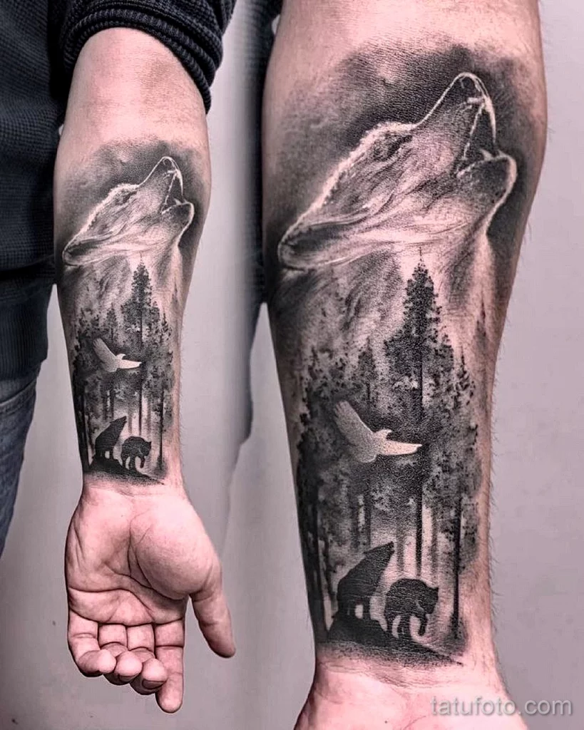 Татуировка волк в стиле реализм