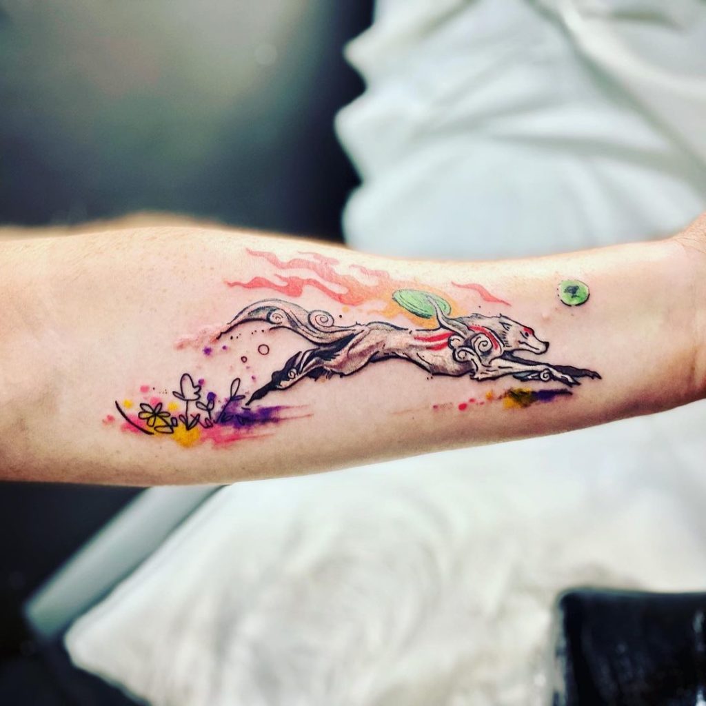 татуировка бегущий волк